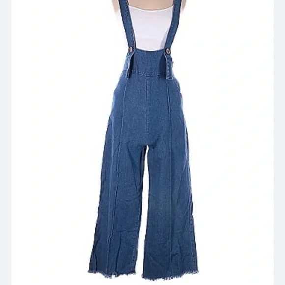 LE LIS Denim Jean Wide Leg Overalls - Picture 14 of 14